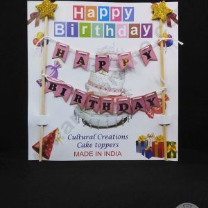 Cake Decor™ Happy Birthday Hanging Paper Topper - Pink (SBMT-TP-033)