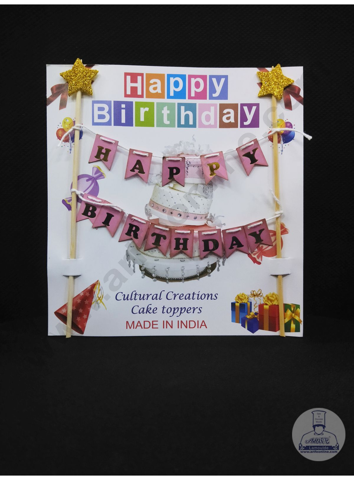 Cake Decorβ’ Happy Birthday Hanging Paper Topper - Pink (SBMT-TP-033)