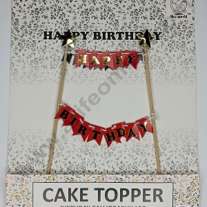 CAKE DECORβ’ 1 pcs Red Hanging Happy Birthday Paper Topper For Cake
