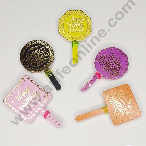 CAKE DECOR™ 100 pcs Mix Shape & Color Birthday Tag Paper Topper For Cake And Cupcake - Assorted