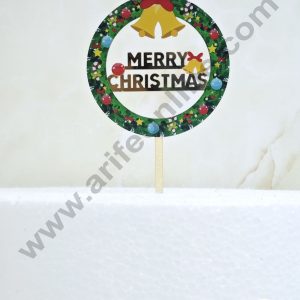CAKE DECOR™ 4 inch Acrylic Merry Christmas with Two Bells Cutout Cake Topper Cake Decoration | 1 Piece Pack (SBMT- 6031)