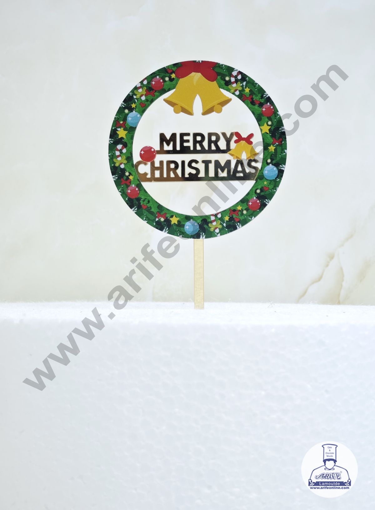 CAKE DECORβ’ 4 inch Acrylic Merry Christmas with Two Bells Cutout Cake Topper Cake Decoration | 1 Piece Pack (SBMT- 6031)