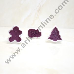Cake Decor 3 Pc Christmas GingerBread Tree Snowman Plastic Biscuit Cutter Plunger Cutter