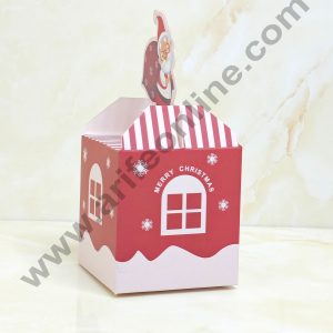 CAKE DECOR™ Fancy Merry Christmas Print Box with Santa Claus Gift Box | Candy Box | Cookies Box | Sweet Treats Box - Red (10 Pcs Pack) (SBBX-XMAS-04)