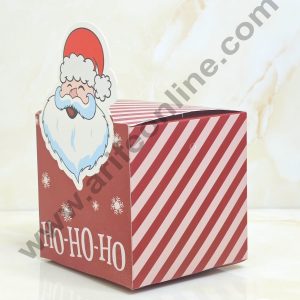 CAKE DECOR™ Merry Christmas Print Box with Ho-Ho-Ho Santa Claus Gift Box | Candy Box | Cookies Box | Sweet Treats Box - Red (10 Pcs Pack) (SBBX-XMAS-06)