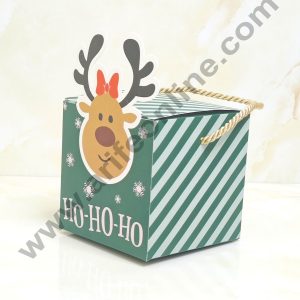 CAKE DECOR™ Merry Christmas Print Box with Ho-Ho-Ho Santa Claus Gift Box | Candy Box | Cookies Box | Sweet Treats Box - Green (10 Pcs Pack) (SBBX-XMAS-07)