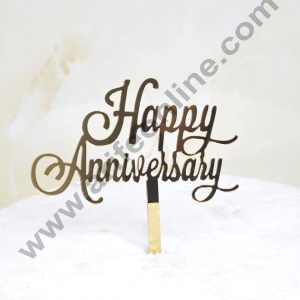 CAKE DECOR™ 5 inch Acrylic Happy Anniversary with two Hearts Cutout Cake Topper Cake Decoration