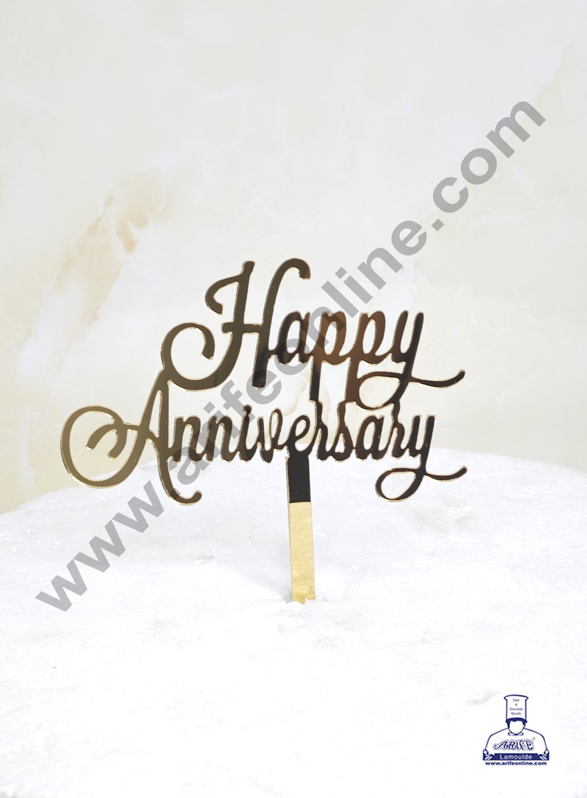 CAKE DECORβ’ 5 inch Acrylic Happy Anniversary with two Hearts Cutout Cake Topper Cake Decoration