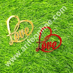 CAKE DECOR™ Red & Gold Acrylic Love Cutout Cake Topper - 2 pc Pack