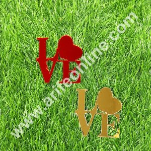 CAKE DECOR™ Red & Gold Acrylic Love with Heart Cutout Cake Topper - 2 pc Pack