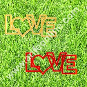 CAKE DECOR™ Red & Gold Acrylic Love with Heart Cutout Cake Topper - 2 pc Pack