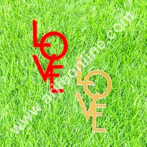 CAKE DECOR™ 3.5 inch Red & Gold Acrylic Love Cutout Cake Topper - 2 pc Pack