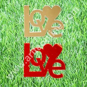 CAKE DECOR™ Red & Gold Acrylic Love Design Cutout Cake Topper - 2 pc Pack