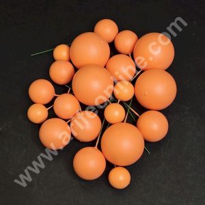 CAKE DECOR™ Matte Orange Faux Ball Topper For Cake and Cupcake Decoration - 20 pcs Pack