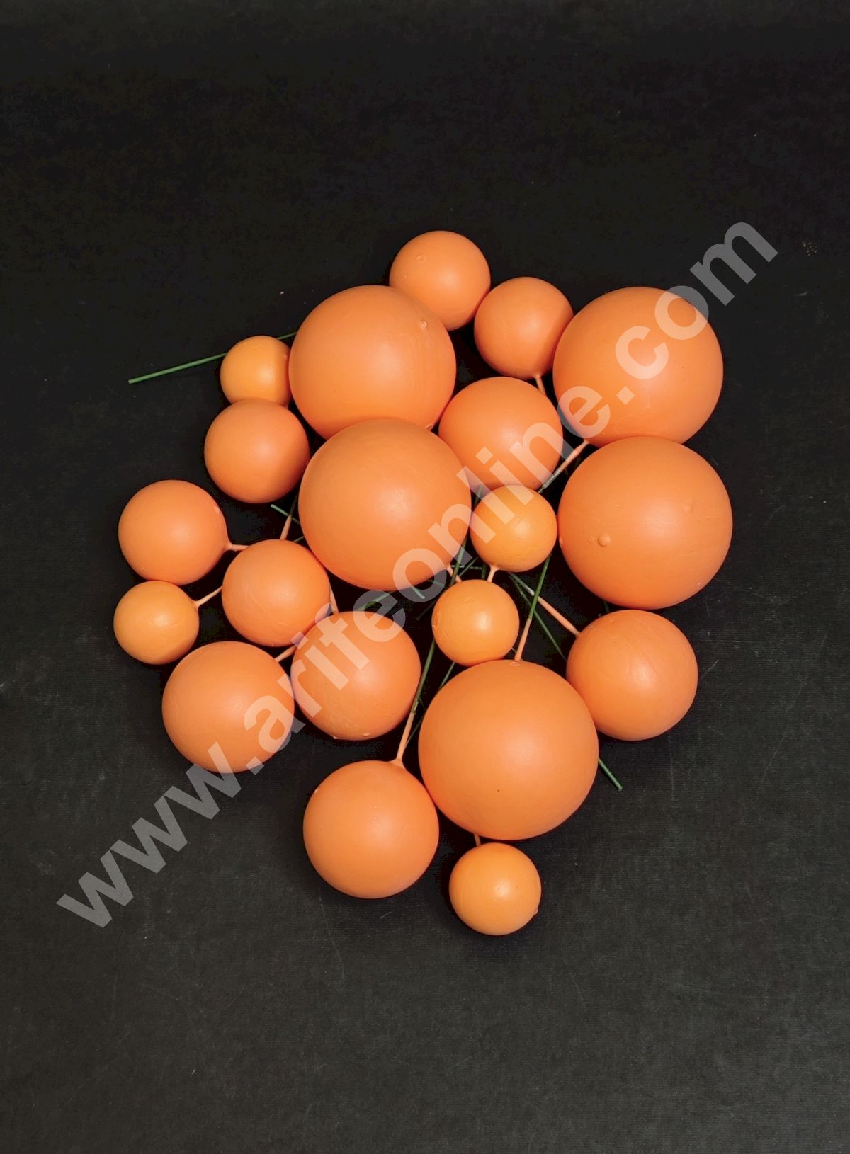CAKE DECOR™ Matte Orange Faux Ball Topper For Cake and Cupcake Decoration - 20 pcs Pack