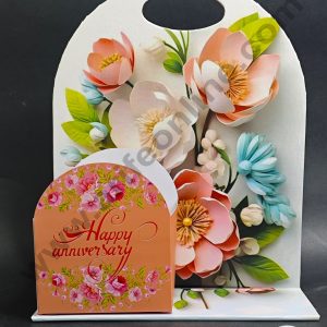 Happy Anniversary Floral Foldable Cake and Flower Hamper (Design-03) - CAKE DECORβ’