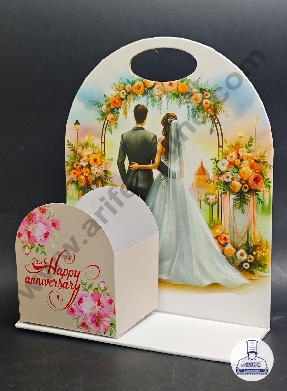 Happy Anniversary Foldable Cake and Flower Hamper (Design-01) - CAKE DECOR™