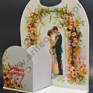 Happy Anniversary Foldable Cake and Flower Hamper (Design-02) - CAKE DECORβ’