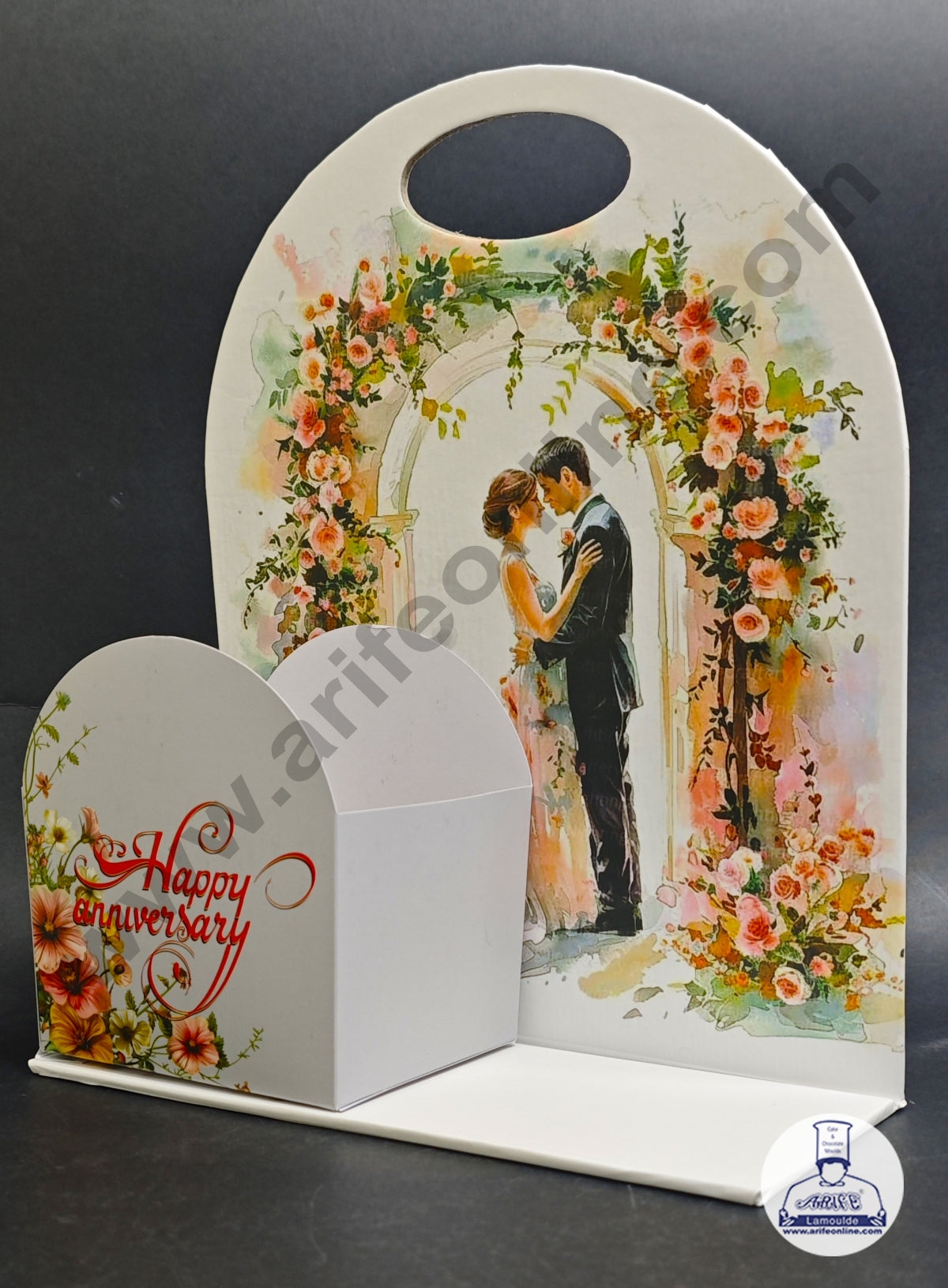 Happy Anniversary Foldable Cake and Flower Hamper (Design-02) - CAKE DECOR™