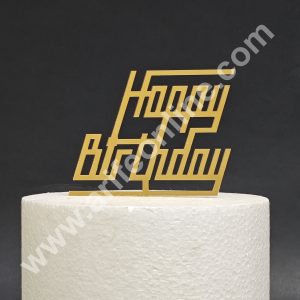 Gold Acrylic Finishing Cake Topper Happy Birthday Cake Topper - Cake Decor