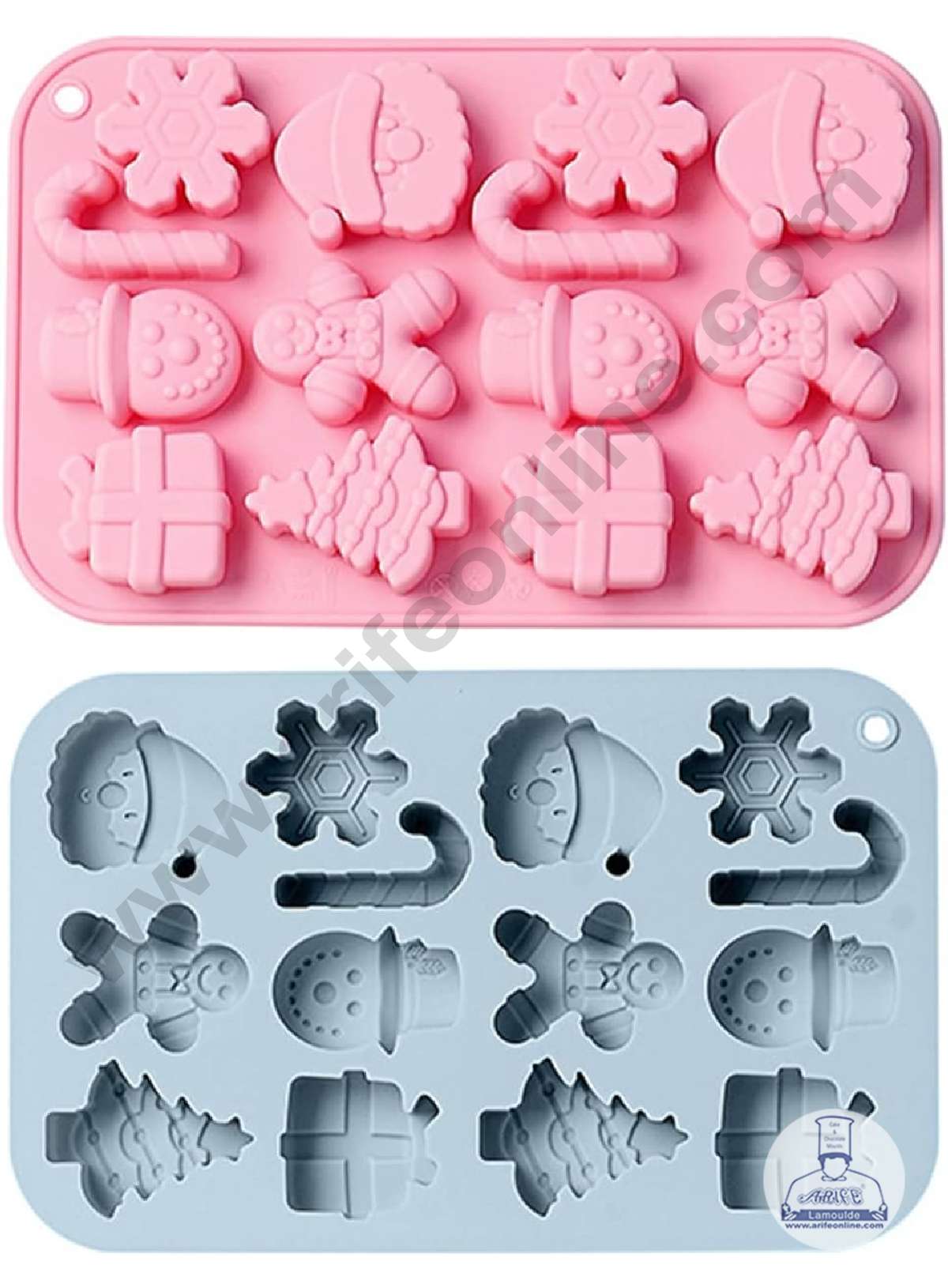 CAKE DECORβ’ Silicon 14 Cavity Christmas Theme Gift, Tree, Snowflake, Candy Cane Silicon Chocolate Mould Jelly Mould SBCM-LBM1208