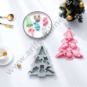 CAKE DECOR™ Silicon 6 Cavity Christmas Theme Tree, Snowman, Deer, Elf, Sock Silicon Chocolate Mould Jelly Mould SBCM-LBM1210