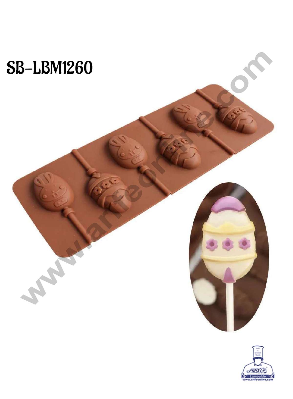 CAKE DECORβ’ 6 Cavity Easter Egg Lollipop Shape Silicone Mould - SB-LBM1260