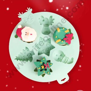 CAKE DECORβ’ Silicon 7 Cavity Christmas Theme Tree, Snowman, Deer, Star, Wreath Silicon Chocolate Mould Jelly Mould SBCM-LBM598