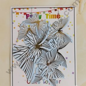 CAKE DECOR™ 10 Pcs Light Blue Butterfly With Golden Lines Paper Topper For Cake And Cupcake