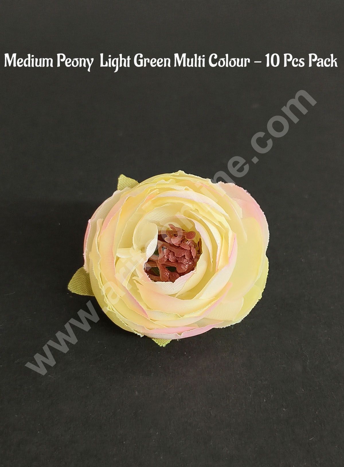 CAKE DECOR™ Medium Peony Artificial Flower For Cake Decoration – Light Green Multi Colour ( 10 Pcs Pack )