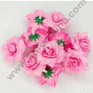 CAKE DECORβ’ Small Velvet Rose Artificial Flower For Cake Decoration β Light Pink ( 10 pcs Pack )