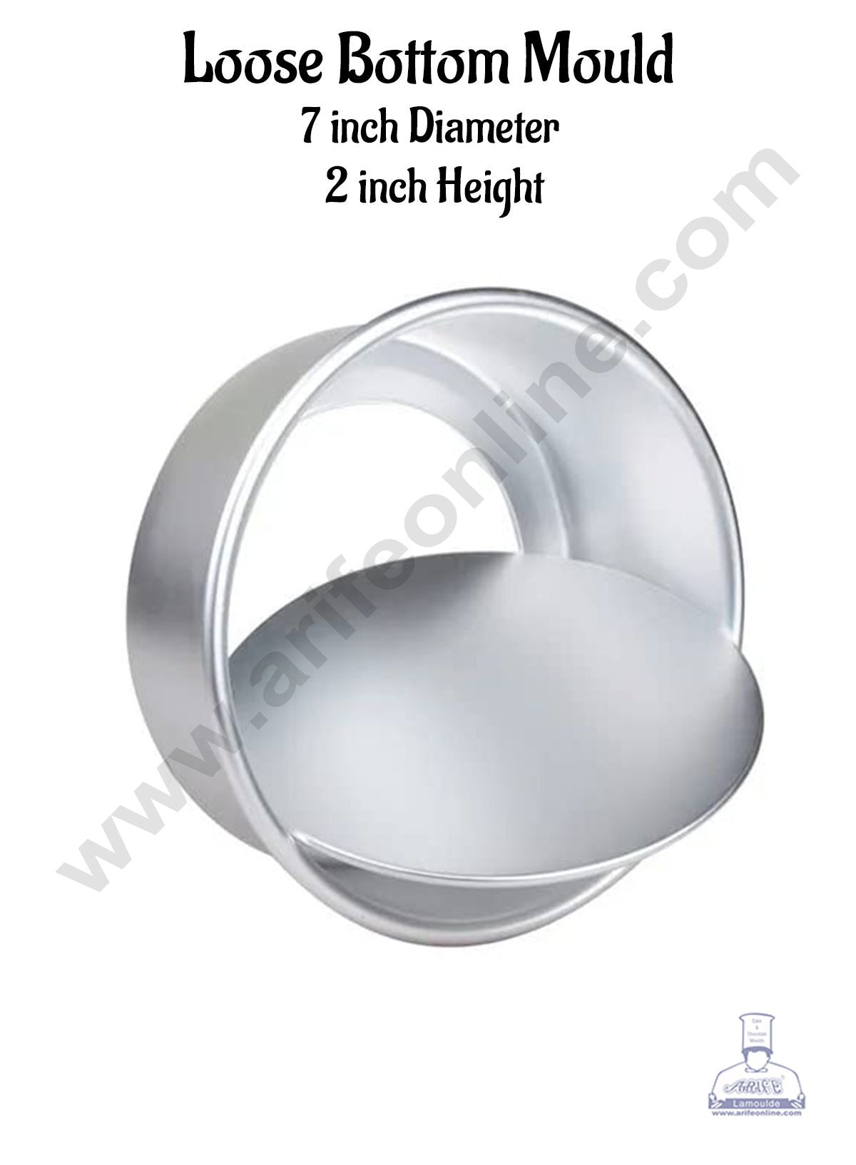 Cake Decor Round Loose Bottom Aluminum Cake Mould Thali 7 in x 2 inch