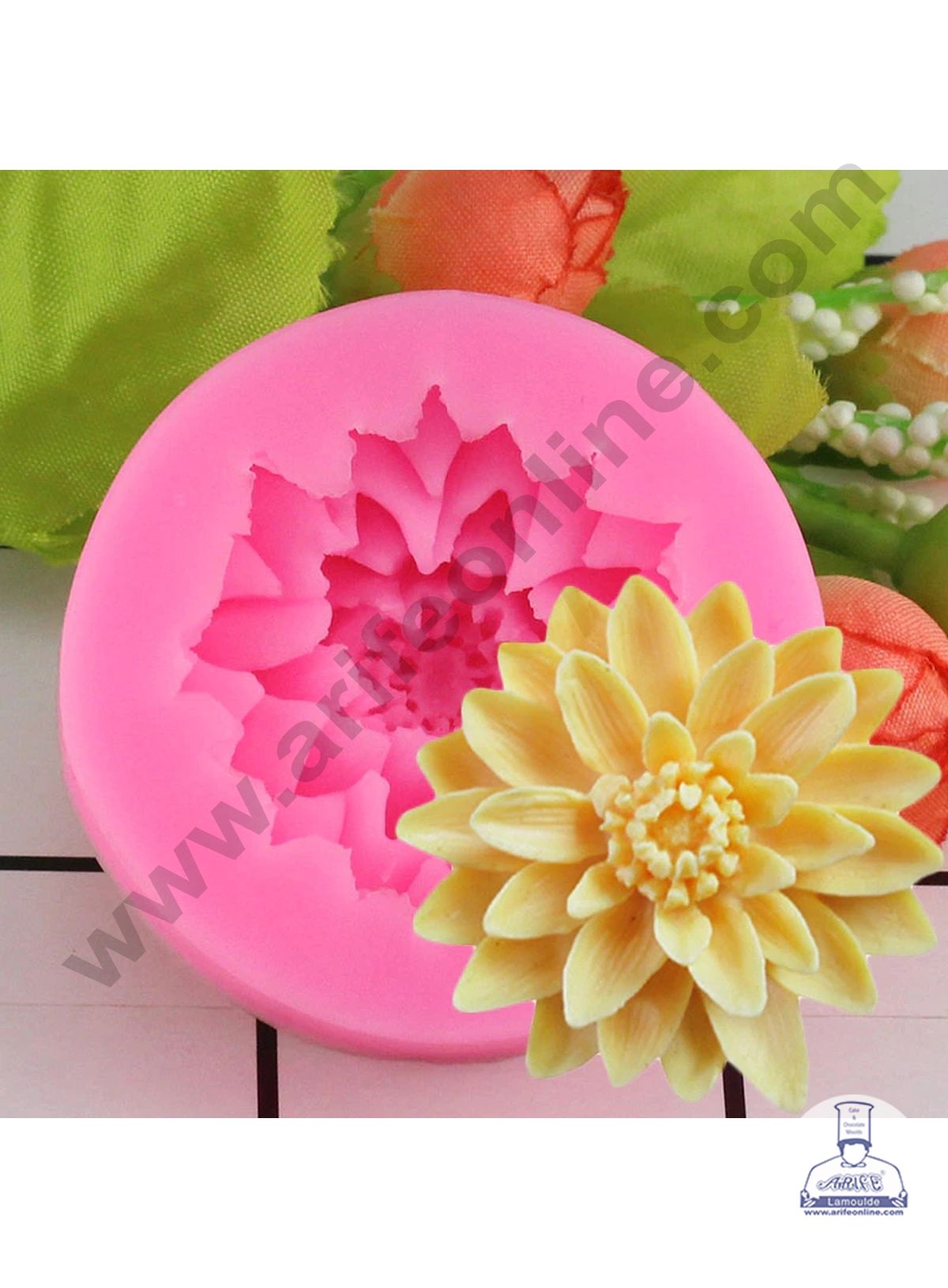 Cake Decor Silicone Lotus Chrysanthemum Shape Pink Fondant Marzipan Mould