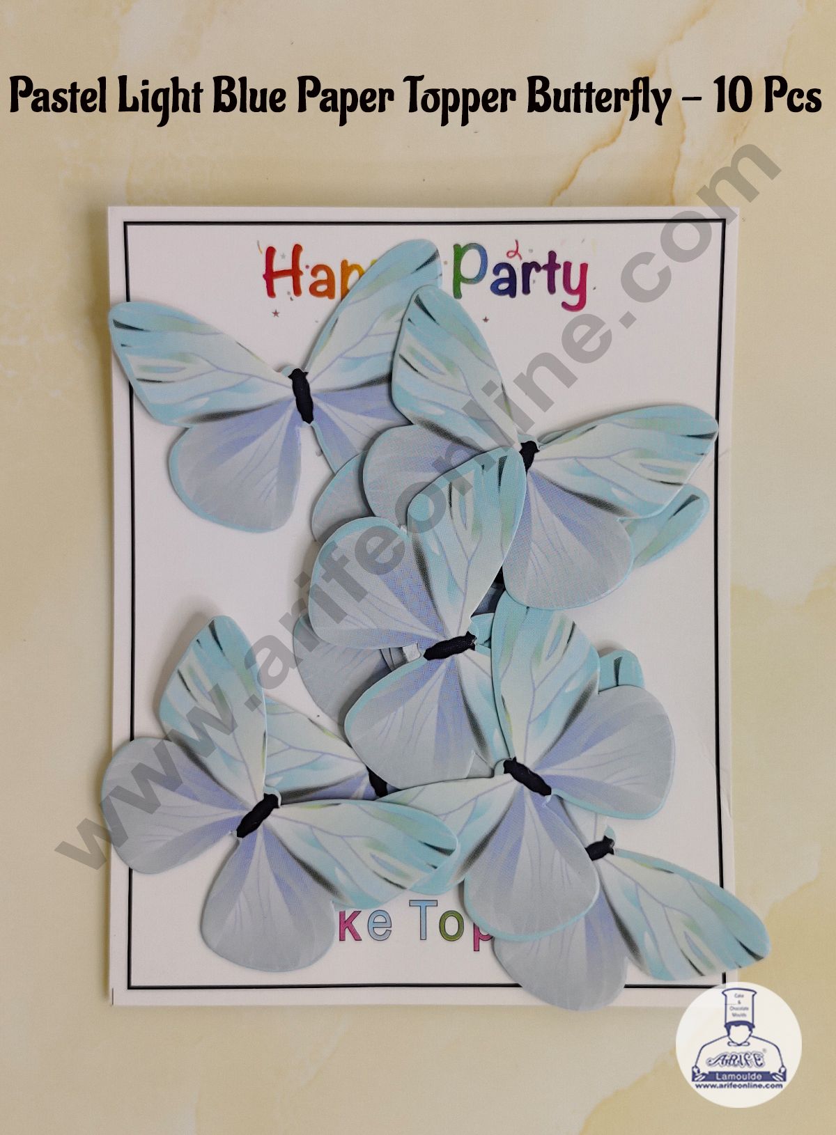 CAKE DECORβ’ 10 Pc Pastel Light Blue Colour Butterfly Paper Topper For Cake And Cupcake Decoration