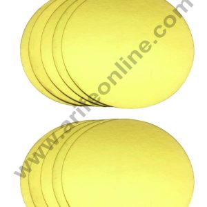 Cake Decor MDF Cake Base Gold Color 10 Pieces Round - 6 inch