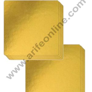 Cake Decor MDF Cake Base Gold Color 10 Pieces Square - 12 inch