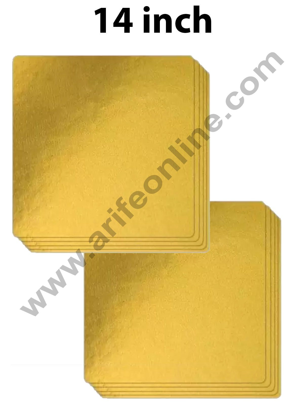 Cake Decor MDF Cake Base Gold Color 10 Pieces Square - 14 inch