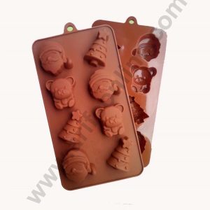 Cake Decor Silicon 8 Cavity Jingle bell and Tree Chocolate Mould Brown Chocolate Mould, Ice Mould ( JSC2858 )