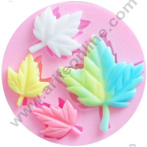 Cake Decor Silicone 4 Cavity Maple Leaf Shape Pink Fondant Marzipan Mould