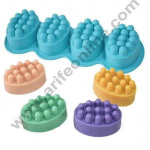 Cake Decor 4 Cavity Massage Bar Design Silicone moulds for Soaps Chocolate Jelly Desserts All Purpose Mould
