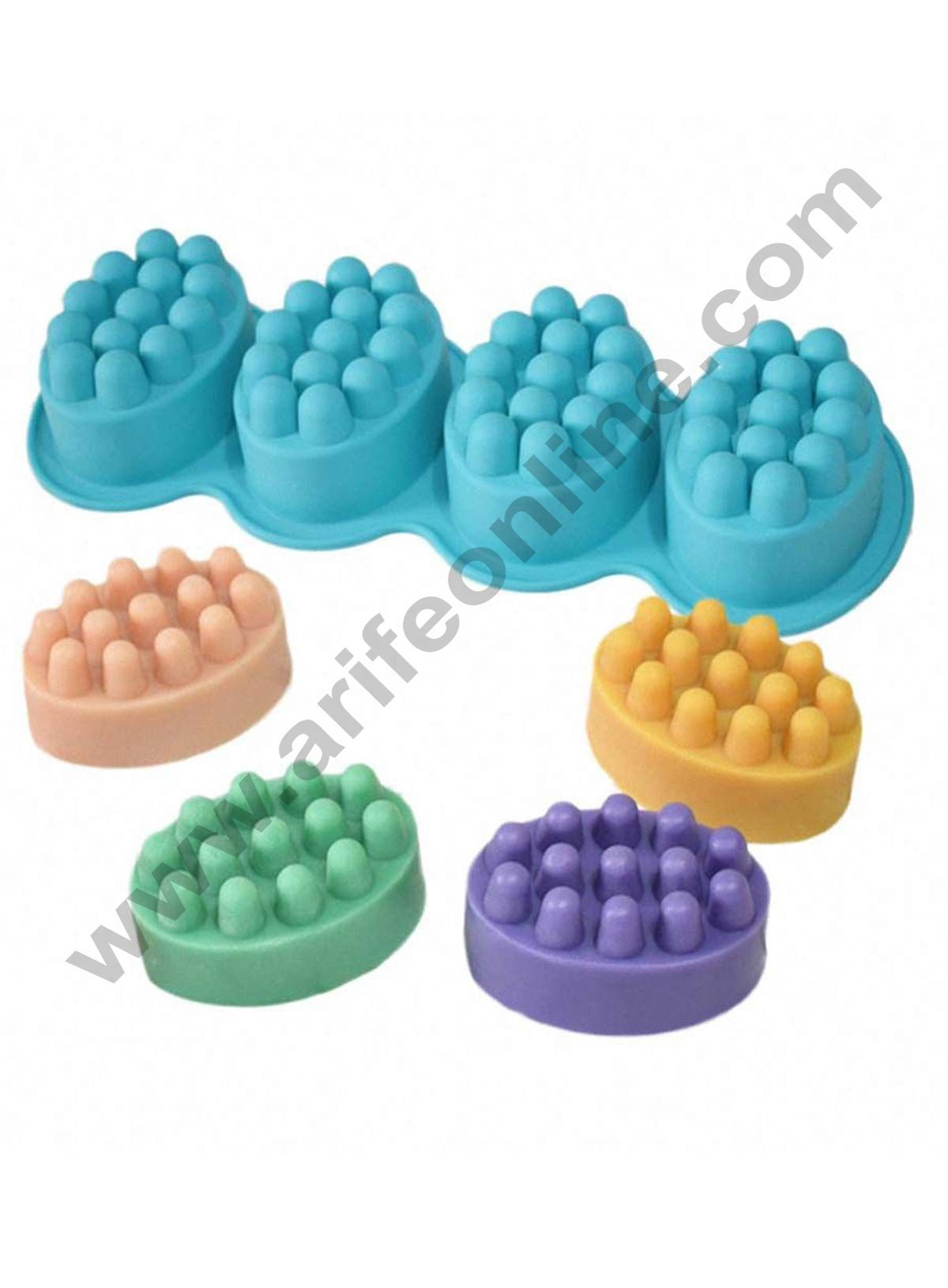 Cake Decor 4 Cavity Massage Bar Design Silicone moulds for Soaps Chocolate Jelly Desserts All Purpose Mould