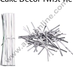 Cake Decor Metallic Twist Ties -Metallic Silver