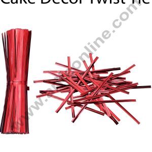 Cake Decor Metallic Twist Ties -Metallic Red
