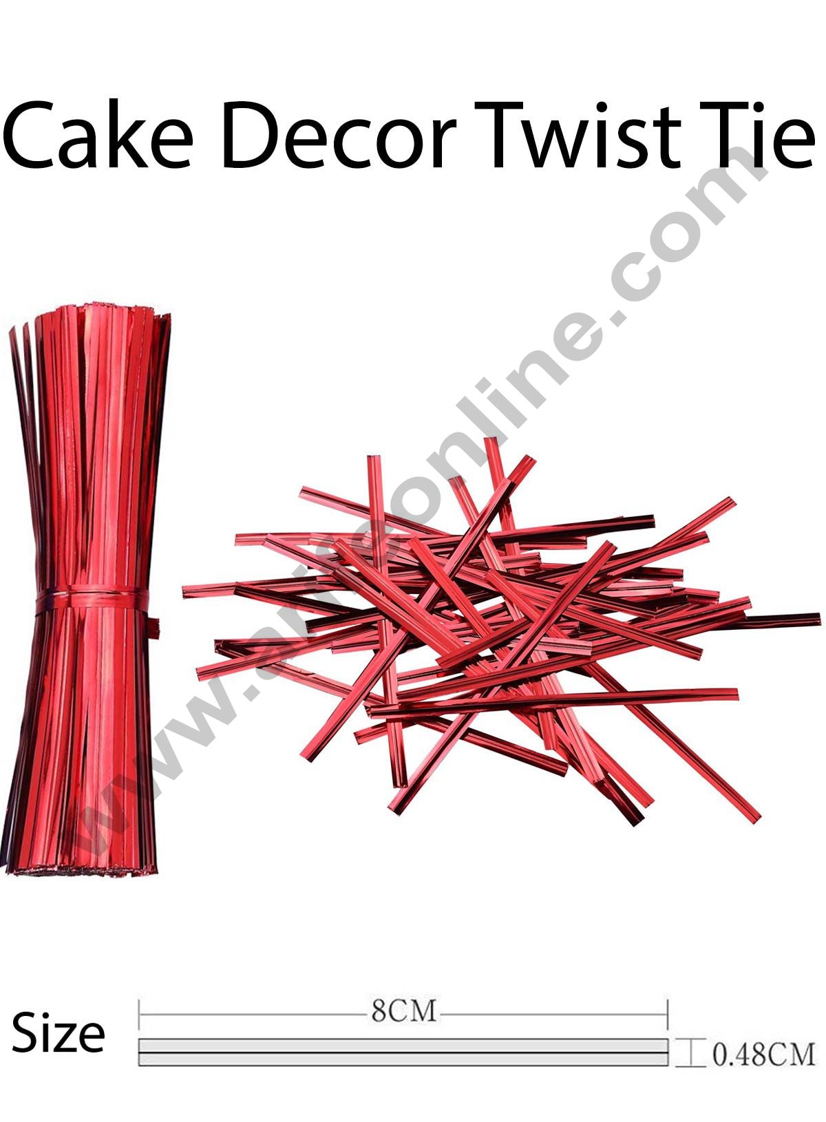 Cake Decor Metallic Twist Ties -Metallic Red