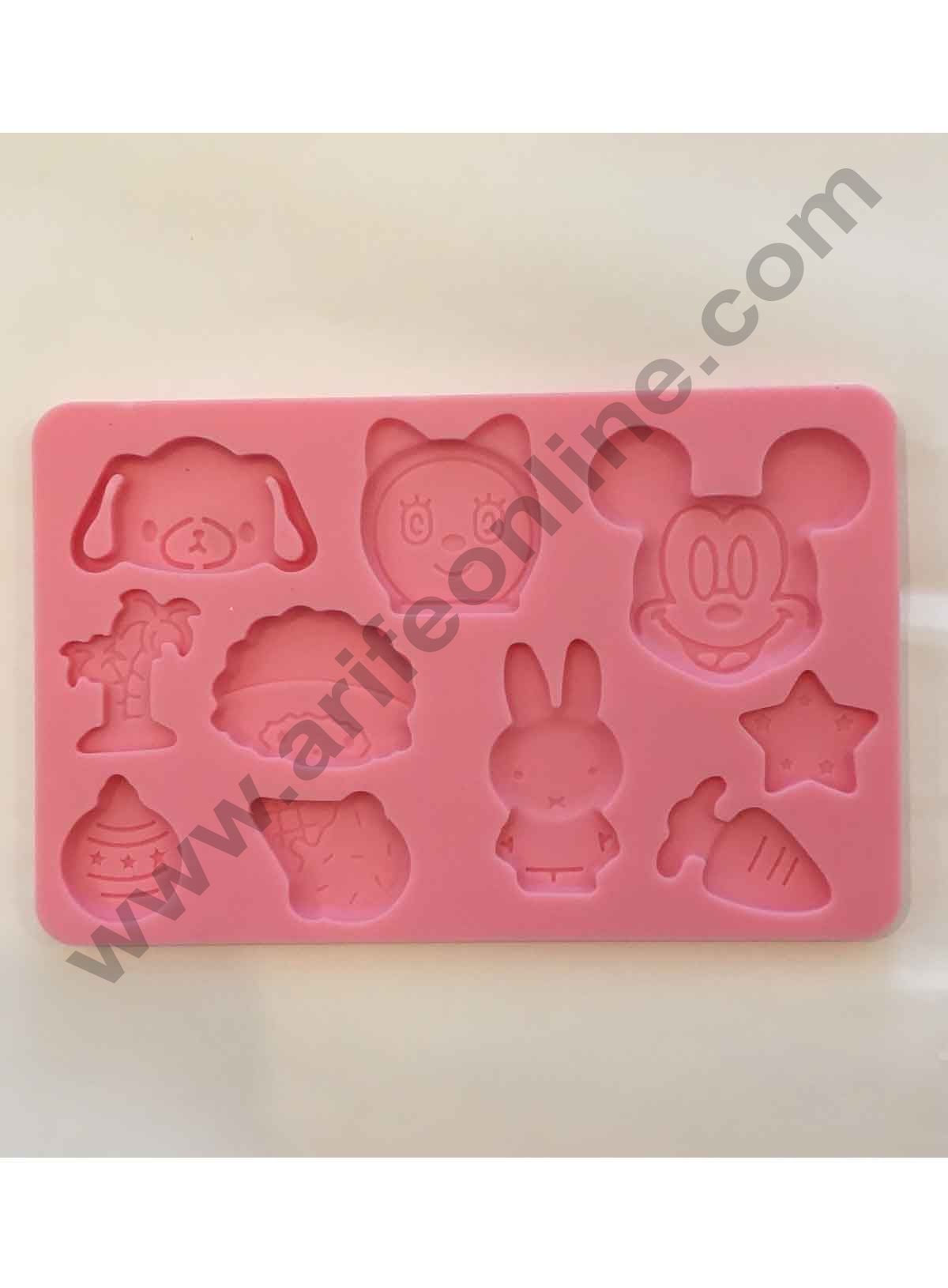 Cake Decor Mickey Mouse Doraemon Rabbit Cute Star Carrot Dog Desing Button And Rope Silicon Fondant And Gumpaste Mould Marzipan Mould