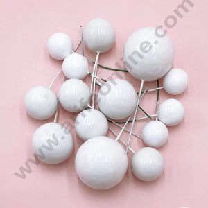 CAKE DECORβ’ White Faux Balls Topper For Cake and Cupcake Decoration - ( 20 pcs Pack )