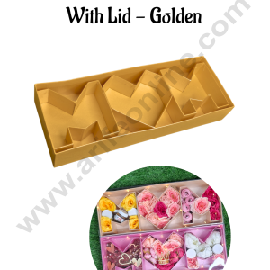 Elegant Mothers Day MOM Monogram Flower Gift Box with Transparent Lid (Golden) - CAKE DECOR™