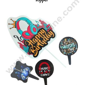 CAKE DECOR™ 4 Pcs Paper Music Happy Birthday topper