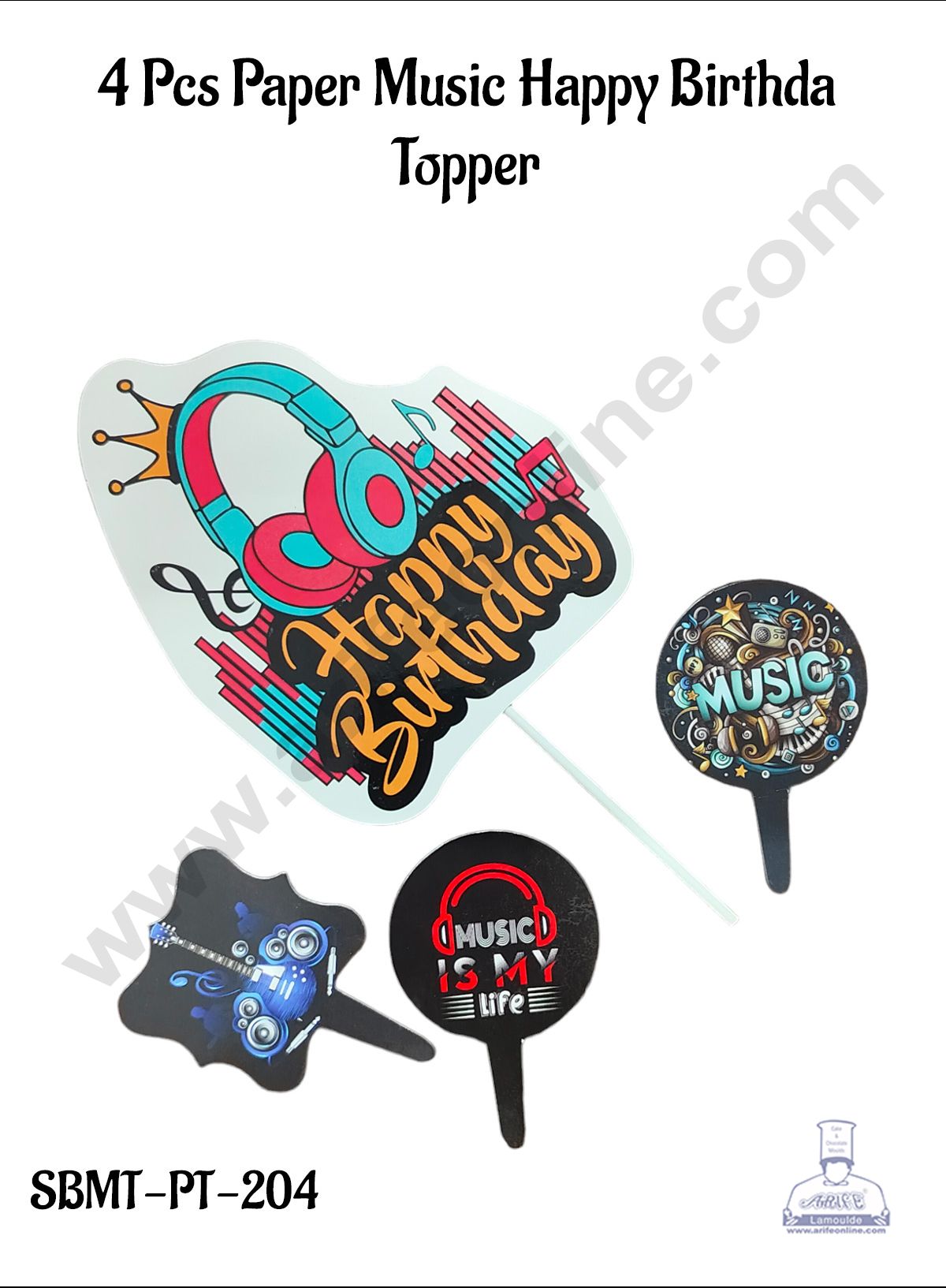 CAKE DECOR™ 4 Pcs Paper Music Happy Birthday topper