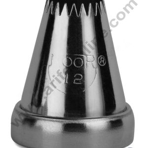 CAKE DECORβ’ Small Noor Nozzle - No. 12 Shells Design Piping Nozzle with Collar Ring